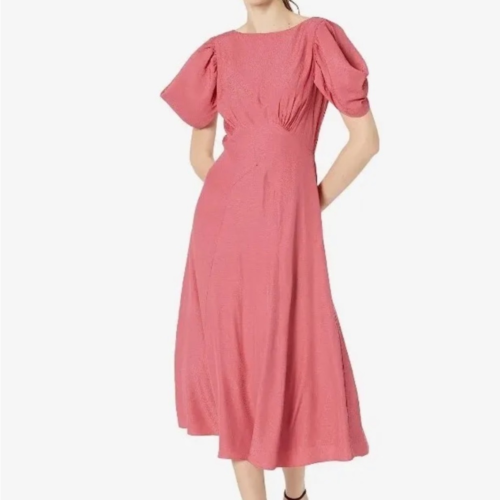 NWT Ted Baker Mid Pink Tulipi Panelled Midi Tea Dress 100% Viscose